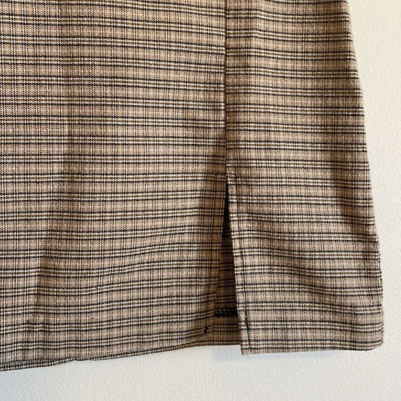 VTG Soft Grunge Plaid Mini Skirt Y2K In Charge XS Tan Academia Neutral Prep Alt - Picture 4 of 13